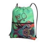 WHJSHOP Sac à dos mignon avec cordon de serrage imprimé pieuvre - Sac de sport léger et imperméable pour les voyages, le yoga et les aventures quotidiennes