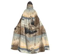 WHJSHOP Seals along the coast Prints Halloween Cape à capuche pour adulte sans fermeture éclair, confortable et durable pour les jeux de rôle