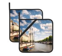 WHJSHOP Seine Sailing Picture Lot de 2 tapis isolants carrés avec une corde de suspension latérale pratique pour un rangement facile