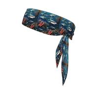 WHJSHOP Sharks Under The Sea Print Foulard de sport double face à séchage rapide léger respirant et réglable