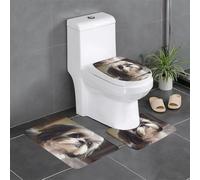 WHJSHOP Shih Tzu Lot de 3 tapis de sol antidérapants en forme de U pour toilettes fermement fixés, absorbants et durables, épais et confortables