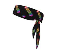 WHJSHOP Sports Head Tie Impression colorée de planche à roulettes à séchage rapide, évacuation de l'humidité pour femmes, filles et hommes, entraînement, léger, respirant