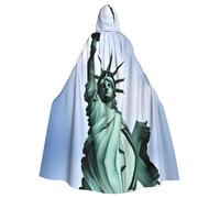 WHJSHOP Statue de la Liberté à NYC Impression Halloween Cape à capuche pour adulte Grande cape à capuche avec nœud papillon, sans fermeture éclair