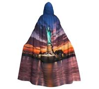 WHJSHOP Statue de la Liberté, Cape à capuche imprimée USA pour adulte, pour Halloween, jeux de rôle et fêtes costumées