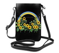 WHJSHOP Sunflowers Next To The Rainbow Picture Petit sac à bandoulière en cuir pour femme, imperméable et durable