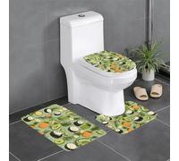 WHJSHOP Sushi Dill Pickles Lot de 3 tapis de salle de bain antidérapants (61 x 40,6 cm) pour toilettes, meuble-lavabo et toilettes, facile à nettoyer