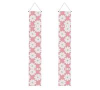 WHJSHOP Tableau de texture chrysanthème blanc - Bannière de porche - Robuste, durable, lavable et réutilisable - Décoration de remise de diplôme pour fêtes, cérémonies, portes d'entrée