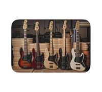 WHJSHOP Tapis à ourlet imprimé guitare, basse, instruments de musique - 101,6 x 152,4 cm - Tapis de bain bien conçu avec dos antidérapant - En polyester durable pour salle de bain, coiffeuse ou suite