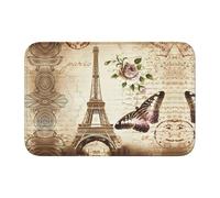 WHJSHOP Tapis de bain vintage Paris Tour Eiffel imprimé papillon 101,6 x 152,4 cm | Couche de bain ultra absorbante et résistante à la décoloration pour salles de bains comme un spa, des espaces de