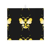 WHJSHOP Tapis de cuisine absorbant en microfibre super absorbante, motif coccinelle jaune avec ailes ouvertes, antidérapant surdimensionné