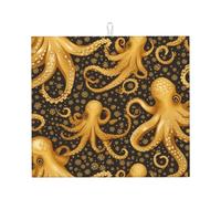 WHJSHOP Tapis de cuisine absorbant motif pieuvre doré, microfibre super absorbante, antidérapant