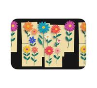 WHJSHOP Tapis de sol à bord verrouillable de 101,6 x 152,4 cm, fleurs colorées sur notes adhésives, imprimé absorbant l'eau et antidérapant, doux et confortable pour salle de bain et cuisine