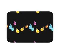 WHJSHOP Tapis de sol à bord verrouillable de 101,6 x 152,4 cm - Gouttes d'eau en verre coloré - Imprimé - Absorbant l'eau et antidérapant - Doux et confortable pour salle de bain et cuisine