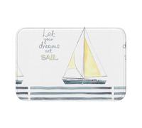 WHJSHOP Tapis de sol Lock Edge 101,6 x 152,4 cm Mots rayures Yacht Prints absorbant l'eau et antidérapant, doux et confortable pour salle de bain et cuisine