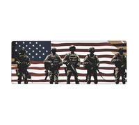 WHJSHOP Tapis de souris extra large avec motif de soldats militaires américains, motif patriotique, clavier de jeu antidérapant, version épaisse, 30,5 x 80 cm