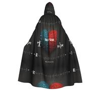 WHJSHOP The Equation of Love Impression Halloween Cape à capuche pour adulte Grande cape à capuche avec nœud papillon, sans fermeture éclair