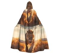 WHJSHOP The Puma runs on the prairie Picture Halloween Cape à capuche pour adulte sans fermeture éclair, confortable et durable pour les jeux de rôle