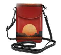 WHJSHOP The Red Sun In The Desert Picture Petit sac à bandoulière en cuir pour femme, imperméable et durable
