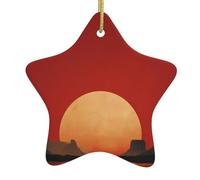 WHJSHOP The Red Sun in the Desert Printing Easy to Hang on The Christmas Tree Ceramic Hanging Star WHJSHOP The Red Sun in The Desert Printing Easy to Hang on Trees, Doors and Window