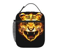 WHJSHOP Tiger Sac à déjeuner isotherme portable avec impression flammes féroces pour les étudiants pour travailler et voyager