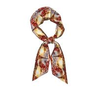 WHJSHOP Tour Eiffel Paris avec feuilles d'automne imprimé longue bande écharpe en soie pour femme, bande douce et lisse, accessoires de sac à main