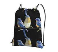 WHJSHOP Two Birds Prints Sac à dos avec cordon de serrage et fermeture éclair - Sac de sport léger et imperméable pour voyage, yoga et randonnée