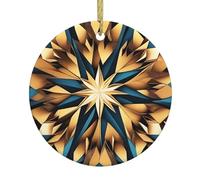 WHJSHOP Un beau pendentif rond en céramique à suspendre en forme d'arbre de Noël kaléidoscope - 7,4 cm exquis porcelaine blanche facile à suspendre