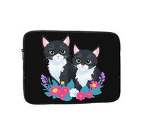WHJSHOP Une paire de chatons dans les fleurs étui pour ordinateur portable - Sac résistant aux chocs pour ordinateur portable pour homme et femme, voyage d'affaires, école et bureau