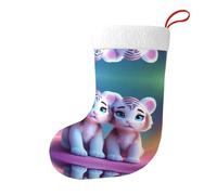 Whjshop Une paire de chaussettes de Noël à motif de tigres imprimées des deux côtés pour les fêtes de fin d'année, les décorations d'intérieur