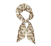 WHJSHOP Vintage Paris Tour Eiffel Papillon Imprimé Longue Bande Soie Foulard Pour Femme Doux Et Lisse Bande Accessoires Sac à Main