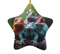WHJSSF 4 lézards colorés en céramique à suspendre pour sapin de Noël Motif exquis 7,9 x 7,9 cm