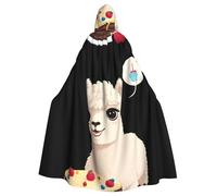 WHJSSF Alpaca Next To The Cake Prints Cape à capuche pour adulte - Très grande cape à capuche sans fermeture éclair