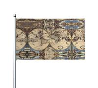WHJSSF Ancient Map World Globe Prints Drapeau américain 0,9 x 1,5 m - Couvre-lit d'extérieur en polyester éclatant, parfait pour le patriotisme et la décoration de jardin