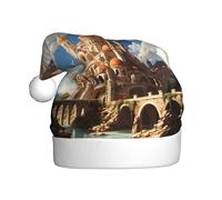 WHJSSF Anime Castle Sky Printed Christmas Hat for Adult for Men and Women Clothing Headband for Festive Occasions