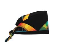 WHJSSF Beau bonnet de travail de nettoyage motif pont arc-en-ciel pour femmes et hommes, réglable, absorbant la transpiration, respirant