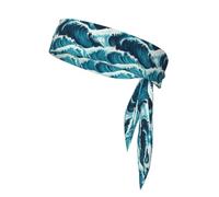 WHJSSF Beau foulard de sport double face motif vagues de l'océan pour homme et femme réglable pour toutes les circonférences de tête
