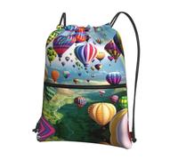 WHJSSF Beau sac à dos avec cordon de serrage imprimé montgolfière - Sac de sport léger et pliable pour voyage, yoga, randonnée et essentiels du quotidien