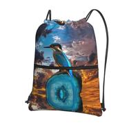 WHJSSF Beau sac à dos avec cordon de serrage imprimé oiseaux - Sac de sport léger et pliable pour voyage, yoga, randonnée et essentiels du quotidien