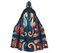 WHJSSF Belle cape à capuche imprimée pour adulte Motif hippocampe pour adulte Convient pour homme et femme