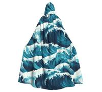 WHJSSF Belle cape à capuche pour adulte avec imprimé vagues de l'océan - Très grande cape à capuche sans fermeture éclair