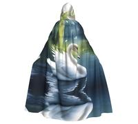 WHJSSF Belle cape à capuche pour adulte avec motif cygne blanc pour Halloween, jeu de rôle
