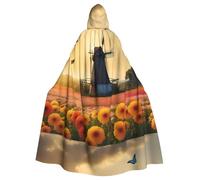 WHJSSF Belle mer de fleurs imprimé Halloween Cape à capuche pour adulte - Super grande cape à capuche sans fermeture éclair