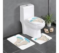 WHJSSF Big Footprints on The Beach Prints Lot de 3 tapis de salle de bain antidérapants pour toilettes, coiffeuse et toilettes
