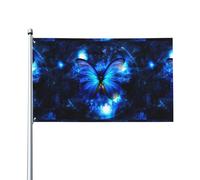 WHJSSF Blue Butterfly Prints American Flag 0,9 x 1,5 m - Couvre-lit d'extérieur en polyester vif, parfait pour le patriotisme et la décoration de jardin
