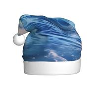 WHJSSF Blue Ocean Waves Imprimer Hommes et Femmes Chapeaux de Noël en peluche Chapeau Adulte Nouvel An Vacances Party Caps
