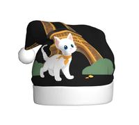 WHJSSF Bonnet de Noël pour adulte avec motif chaton sous la tour Eiffel, doux, léger et moelleux