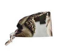 WHJSSF Bonnet de travail de nettoyage pour homme et femme - Motif hérisson - Réglable - Absorbant la transpiration - Respirant - Noir