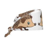 WHJSSF Bonnet de travail de nettoyage pour homme et femme - Motif hérisson - Réglable - Absorbant la transpiration - Respirant - Noir