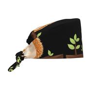 WHJSSF Bonnet de travail pour homme et femme - Motif petit hérisson sur une branche - Réglable - Absorbant la transpiration - Respirant - Noir
