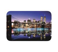 WHJSSF Brooklyn Bridge at Night Prints Tapis de salle de bain bien conçu, résistant à la décoloration et facile d'entretien pour les retraites de type spa 101,6 x 152,4 cm